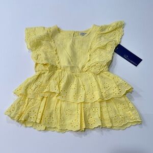 NWT Girl’s Habitual Yellow Embroidered Ruffled Top
